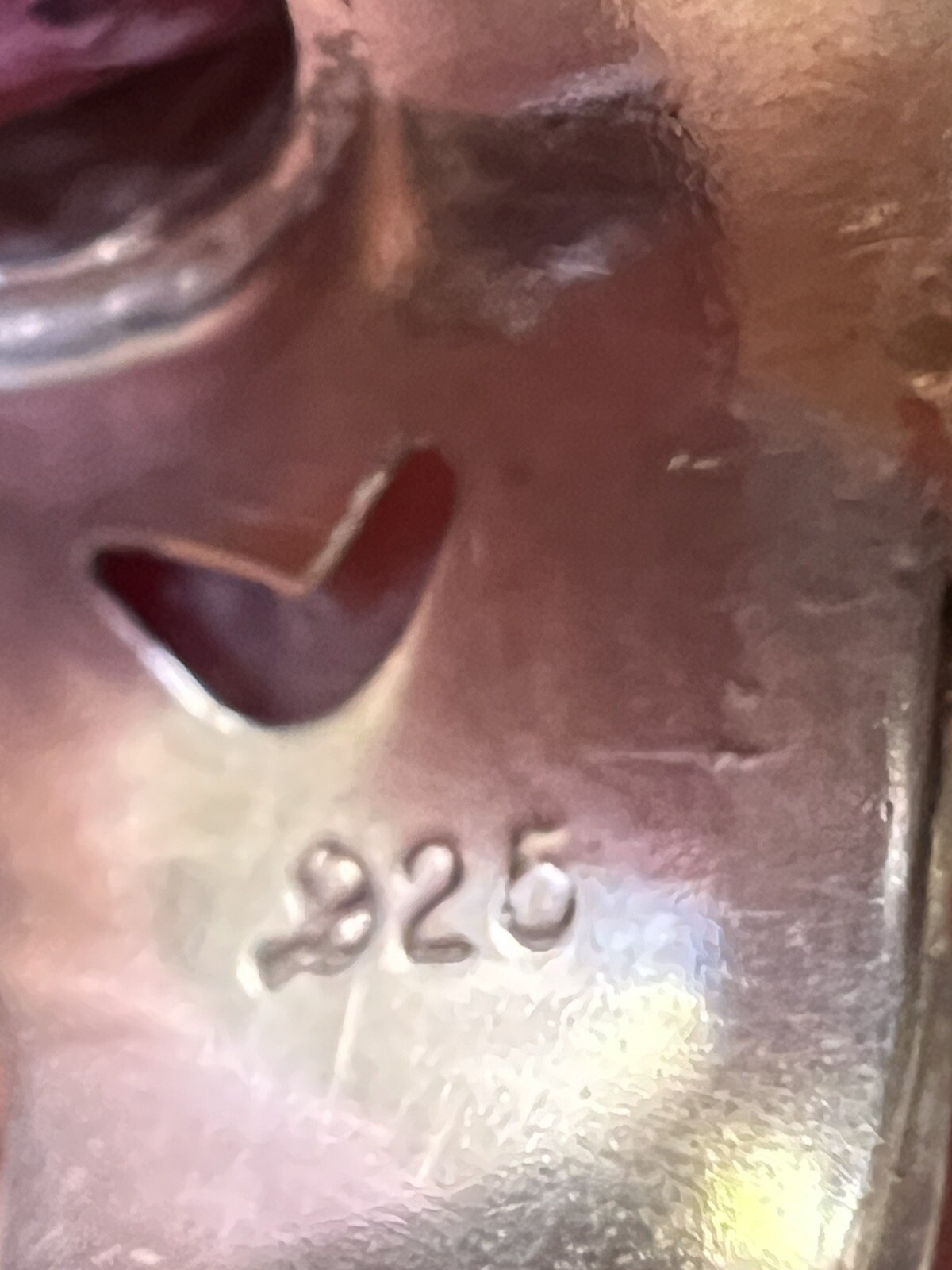 Unique Artisan Signed Yes Two Toned Sterling 925 Amethyst Garnet Wide Band Ring