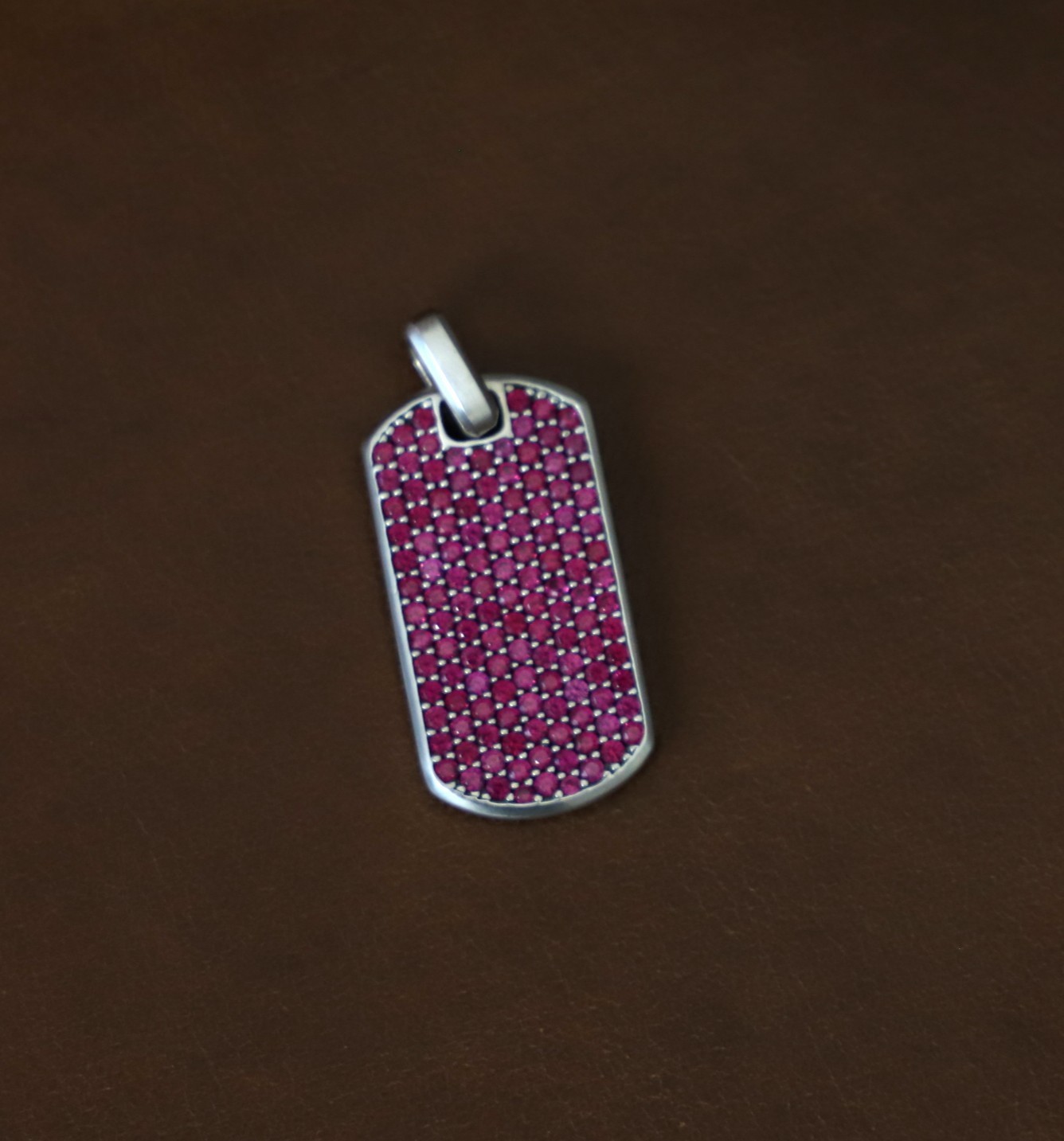 Men’s David Yurman Streamline 35mm Sterling Silver Dog Tag with Rubies