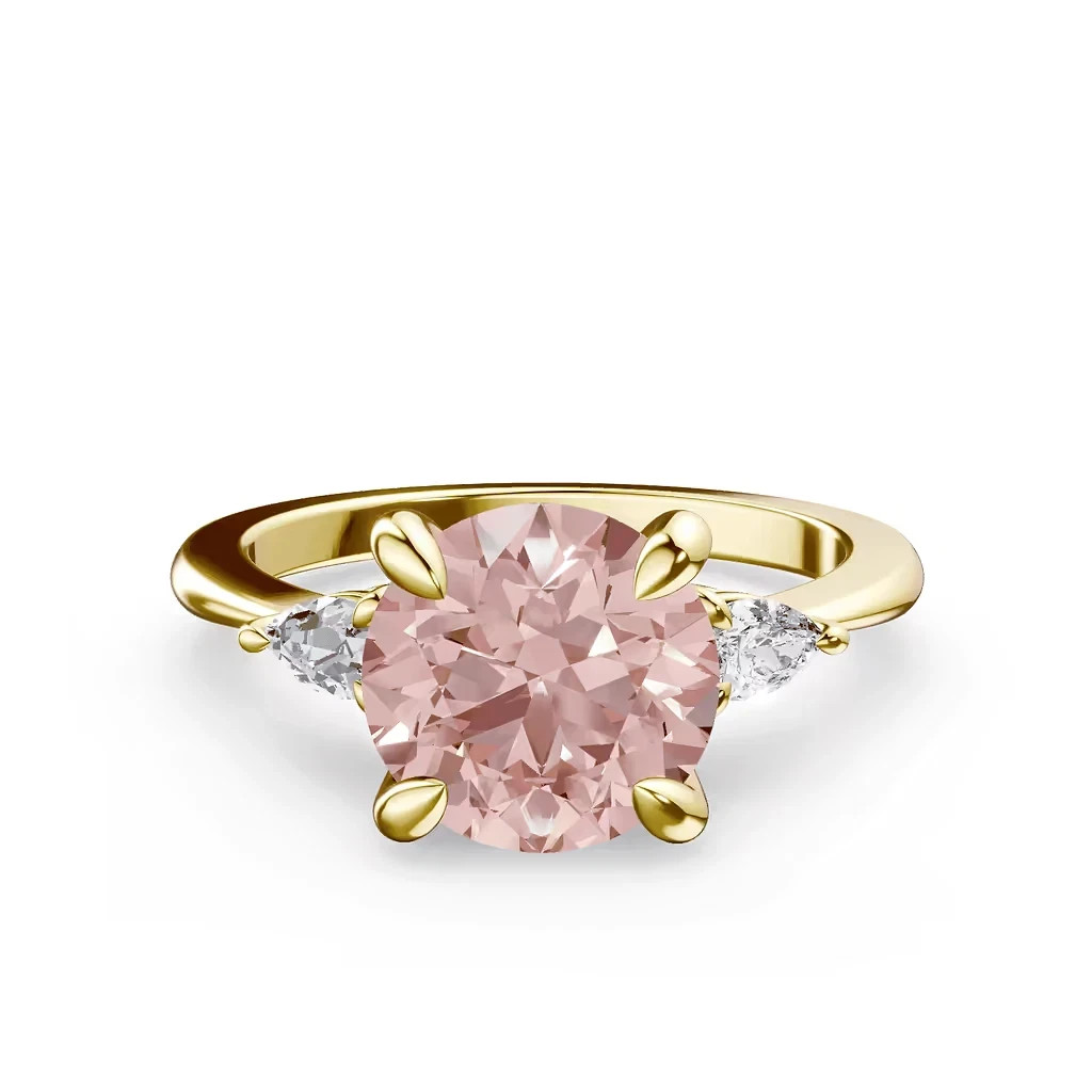 Fancy Vivid Pink Diamond Ring Round Cut 3.70 Ct IGI Lab Created 18k Yellow Gold