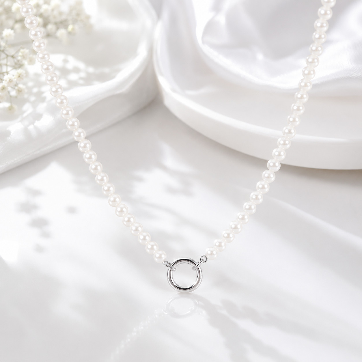 Freshwater Pearl Charm Necklace Silver Plated Customizable Hypoallergenic
