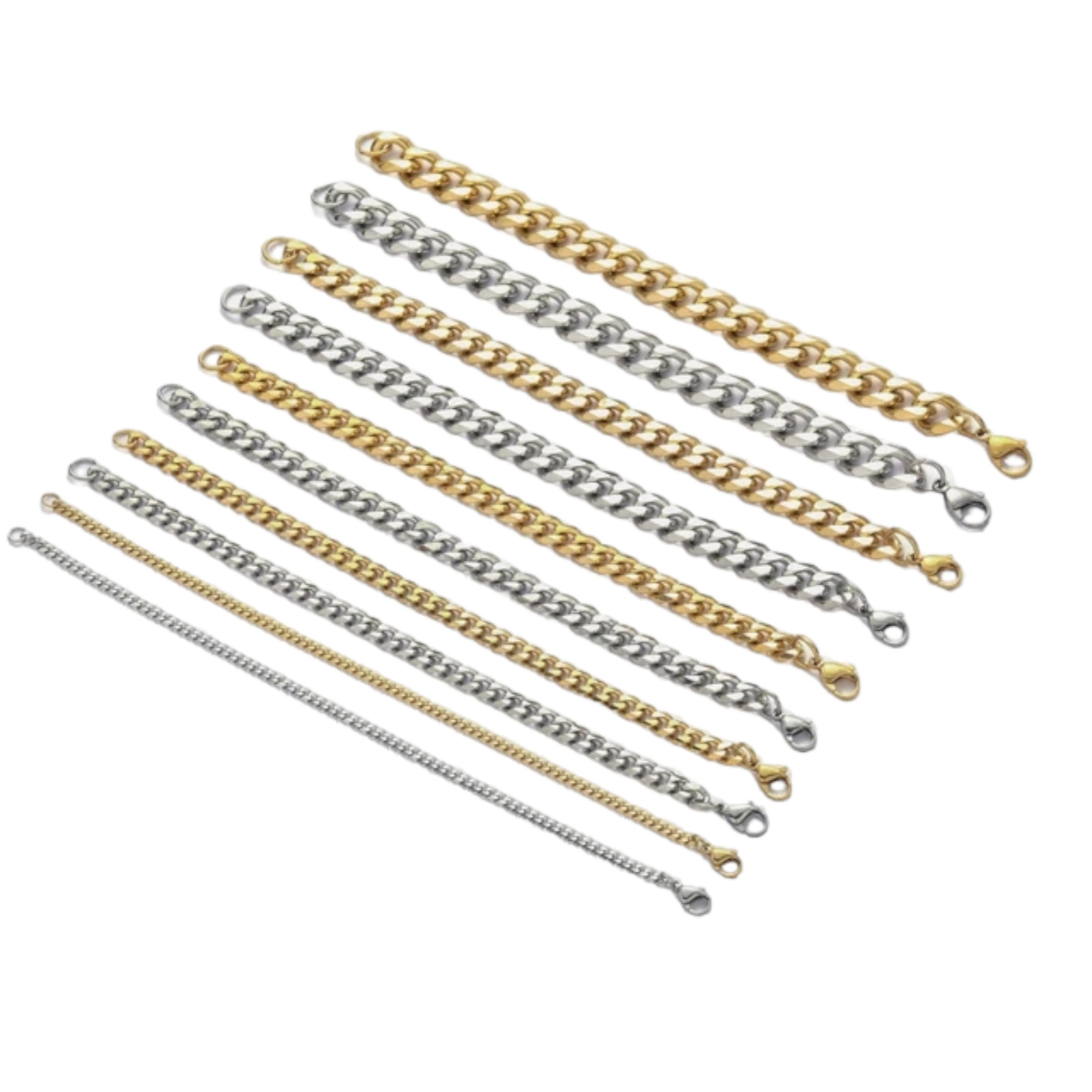 Gold Plated Stainless Steel Cuban Link Bracelet Unisex Hip Hop Jewelry For Men