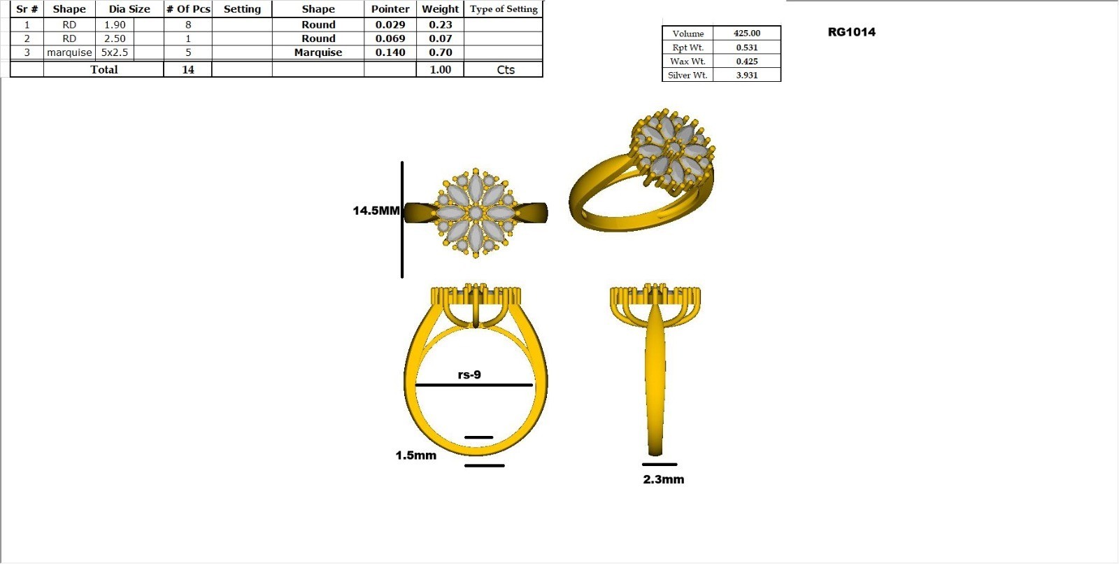 1.50Ct Marquise Lab-Created Sapphire Flower Engagement Ring 14K Rose Gold Plated