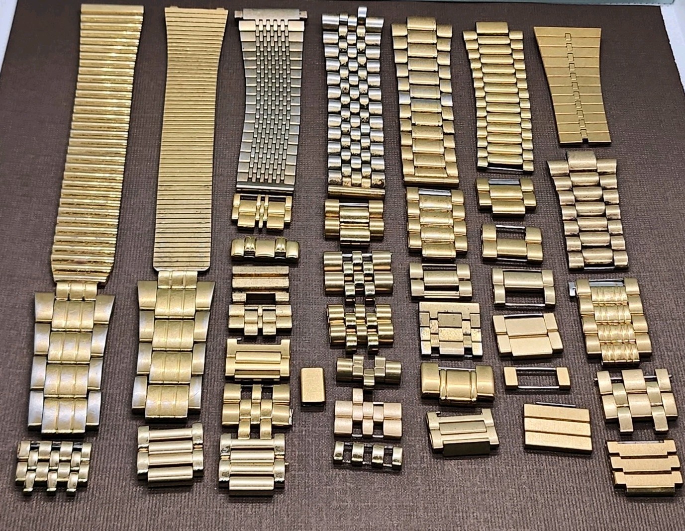 Lot Of Vintage Gold-Tone SS Watch Band Links Parts Repair Pieces-For Men’s Bands