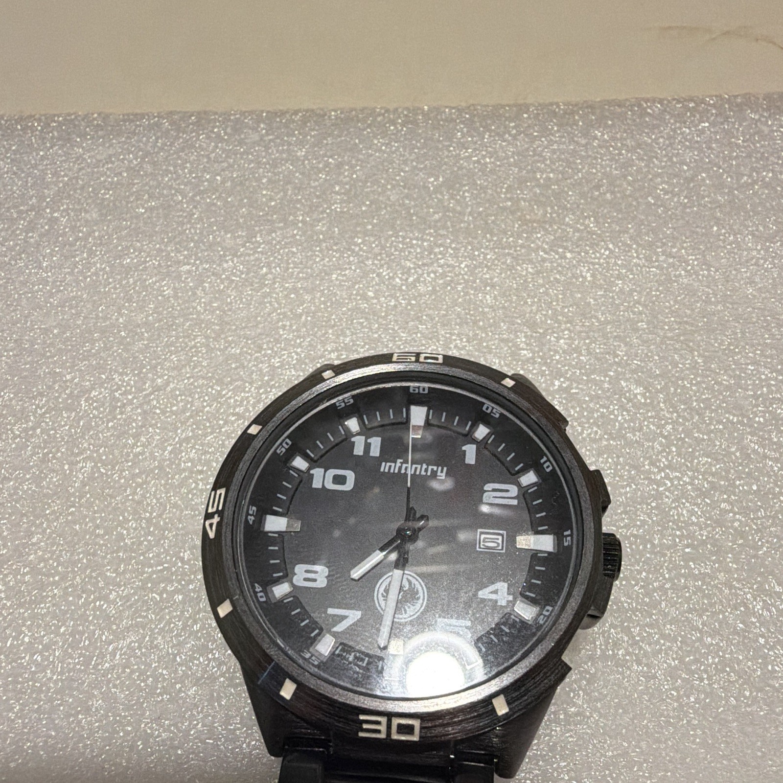 Infinity Quartz 44mm Black Dial Date Analog Stainless Steel Bracelet Watch