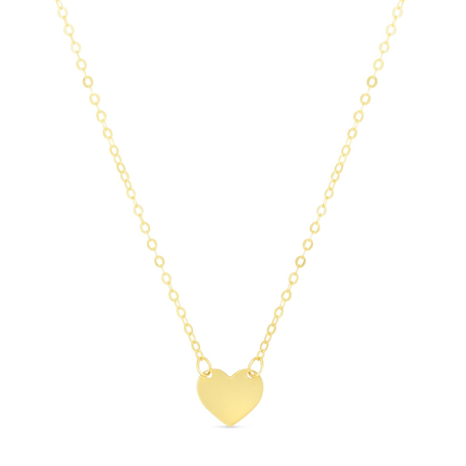 Mini Heart Pendant with Cable Chain Necklace Real 14K Yellow Gold 18″