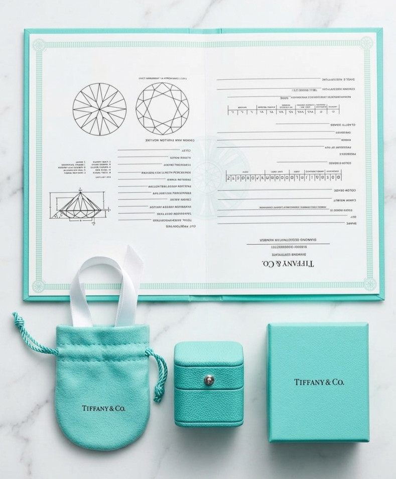Tiffany & Co Engagement Ring Box + Outer Box + Pouch + Certificate + Folder +Bag