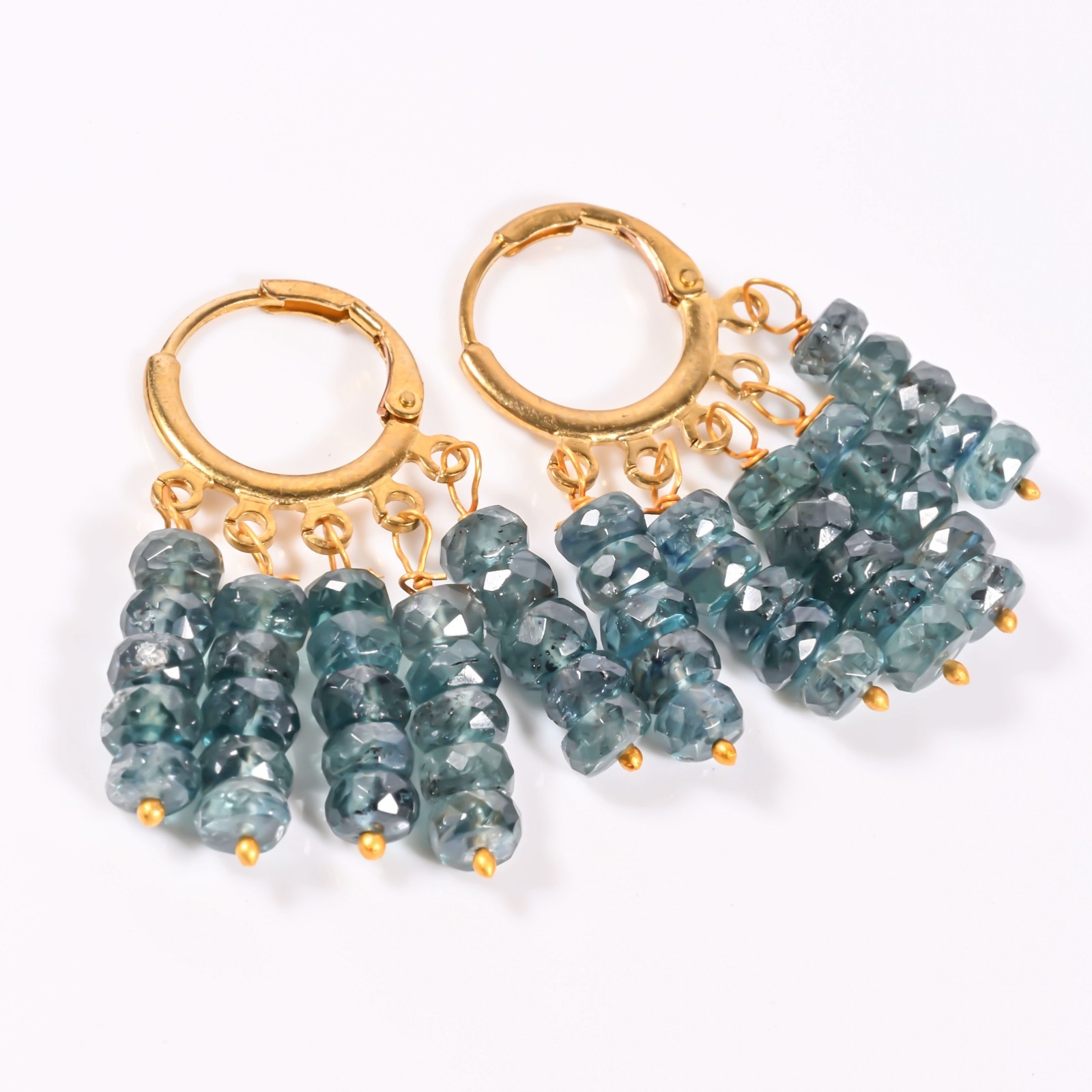 Bottle Green Kyanite Dangle Earrings Handmade Wire Wrapped Gemstone