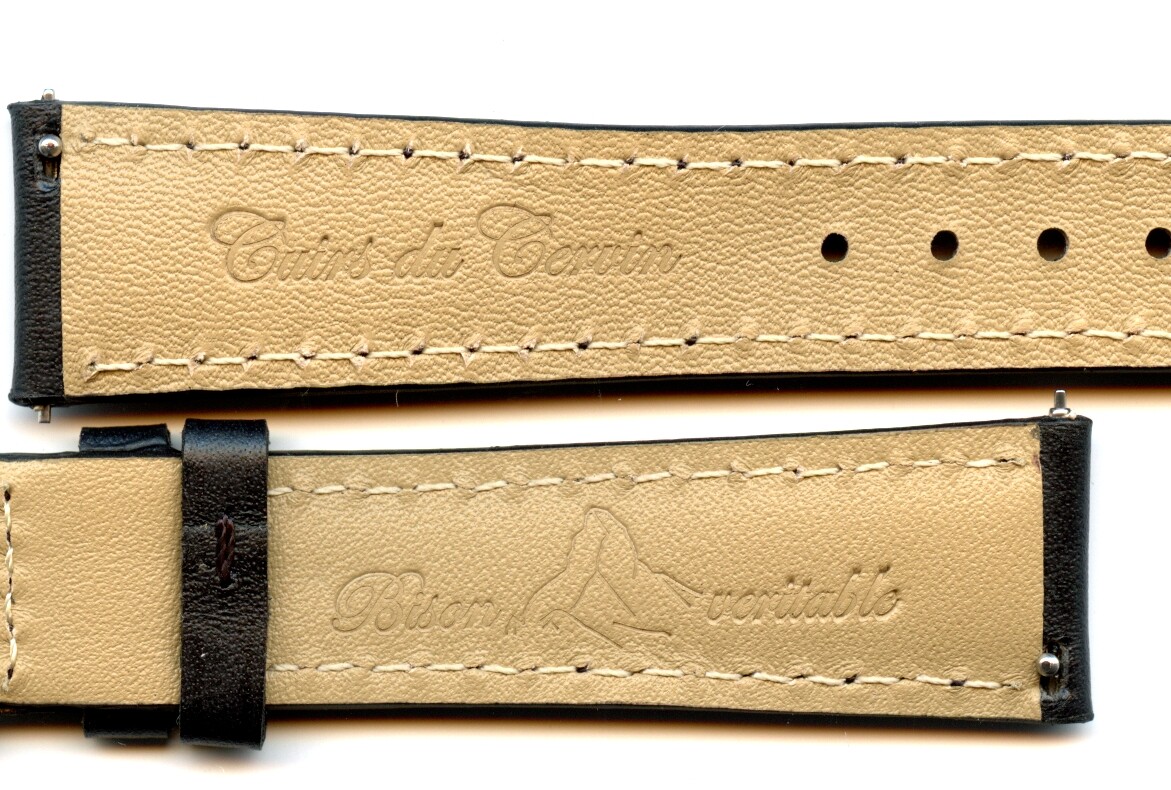 GENUINE BLACK LEATHER CAVADINI STRAP 17mm or 18mm & VINTAGE OMEGA STEEL BUCKLE