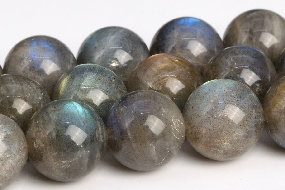 11MM Genuine Natural Gray Labradorite Grade AB Round Gemstone Loose Beads 15.5″