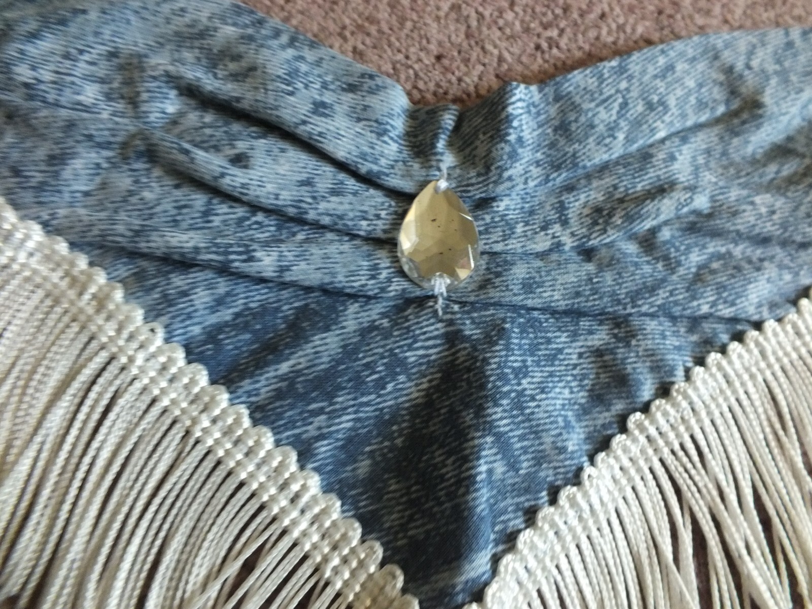Upcycled Repurposed Cotton Scarf to Necklace Choker White Fringe Western Look
