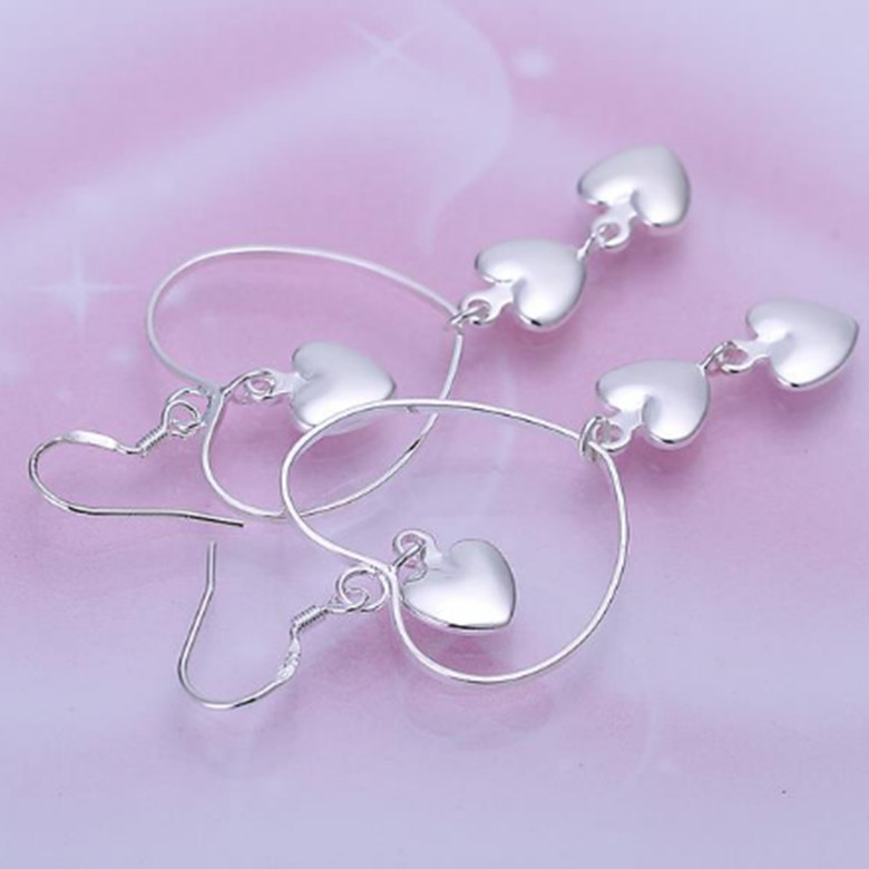 Womens 925 Sterling Silver Long Love Heart Drop Dangle Fashion Earrings #E83