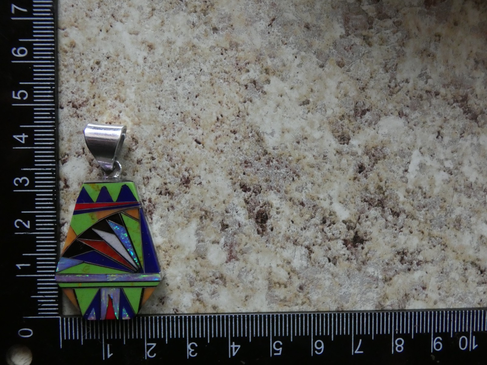Colorful Micro Inlay Multi Gemstone Sterling Silver Aluminum Alloy Pendant AT6
