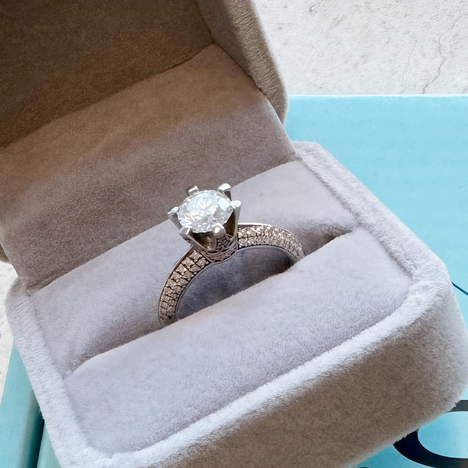 1ct Round Moissanite 925 Sterling Silver Ring, Six-Prong Setting | SZ: 6/7/8/9