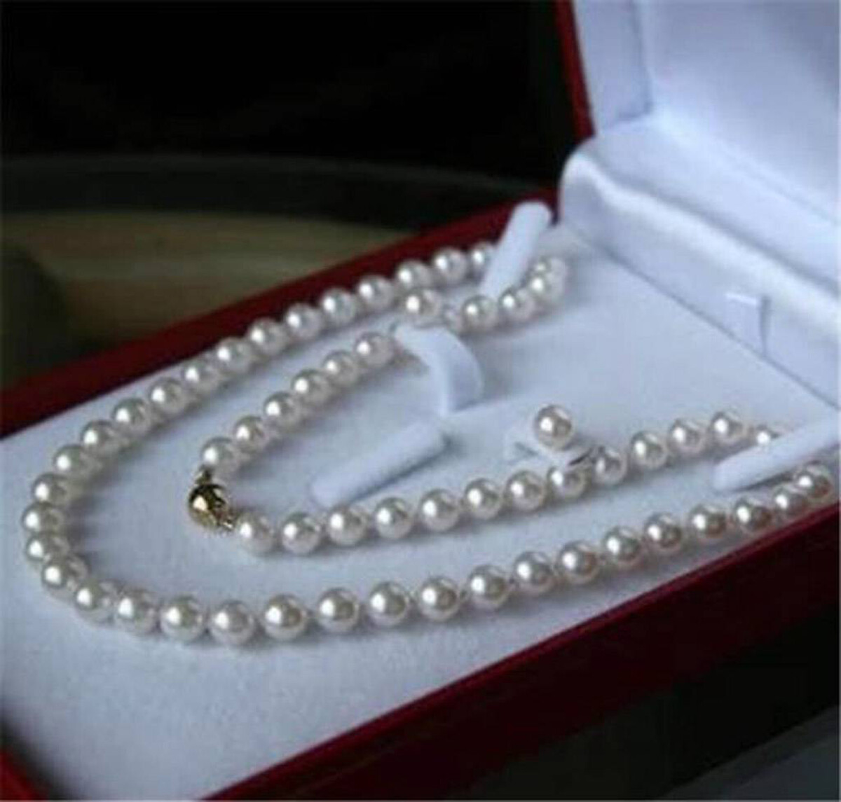 Natural White Freshwater Cultured Pearl Necklace Earrings Set 14-50” AAA
