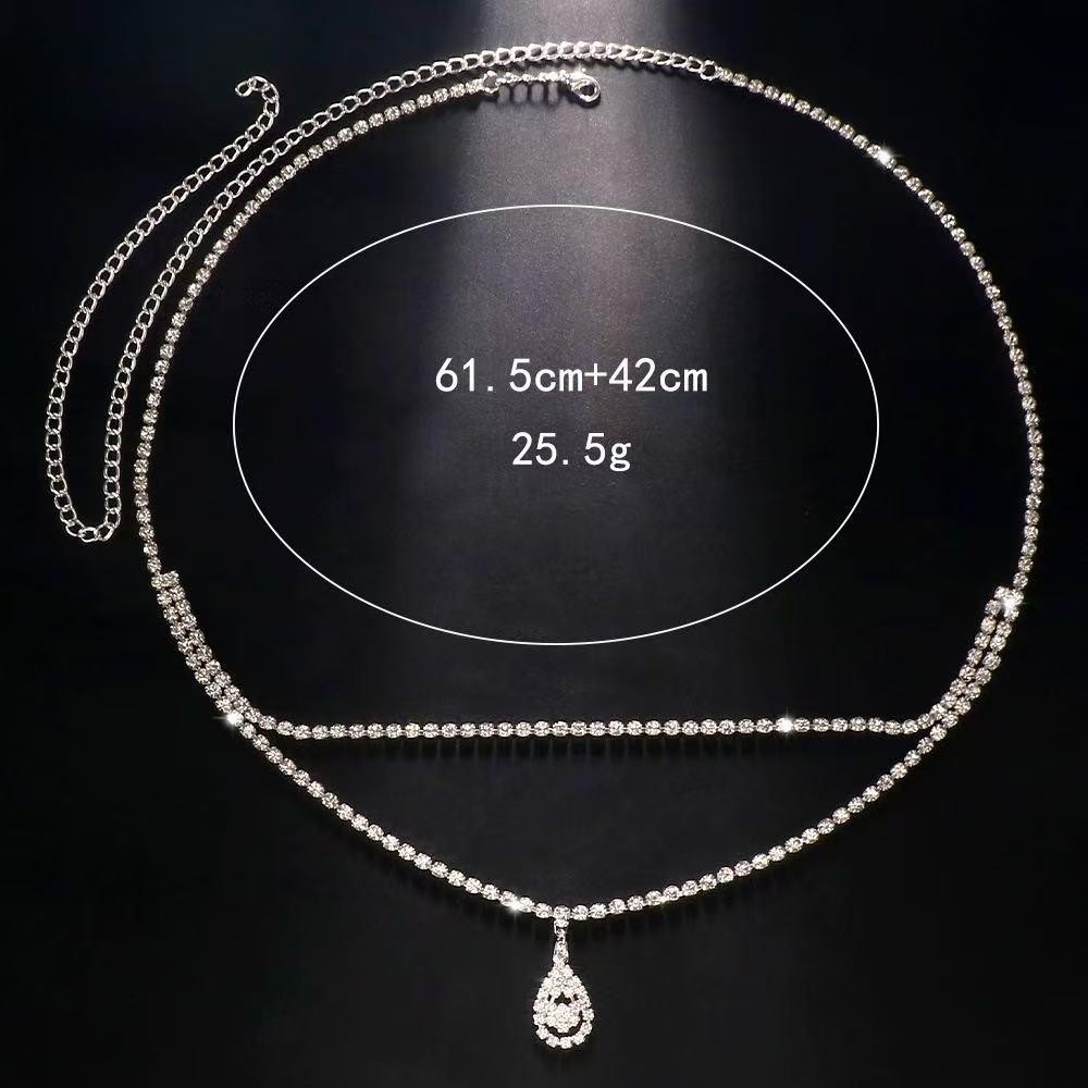 Luxury Rhinestone Double Chain Crystal Water Drop Waist Belly Chain for Women