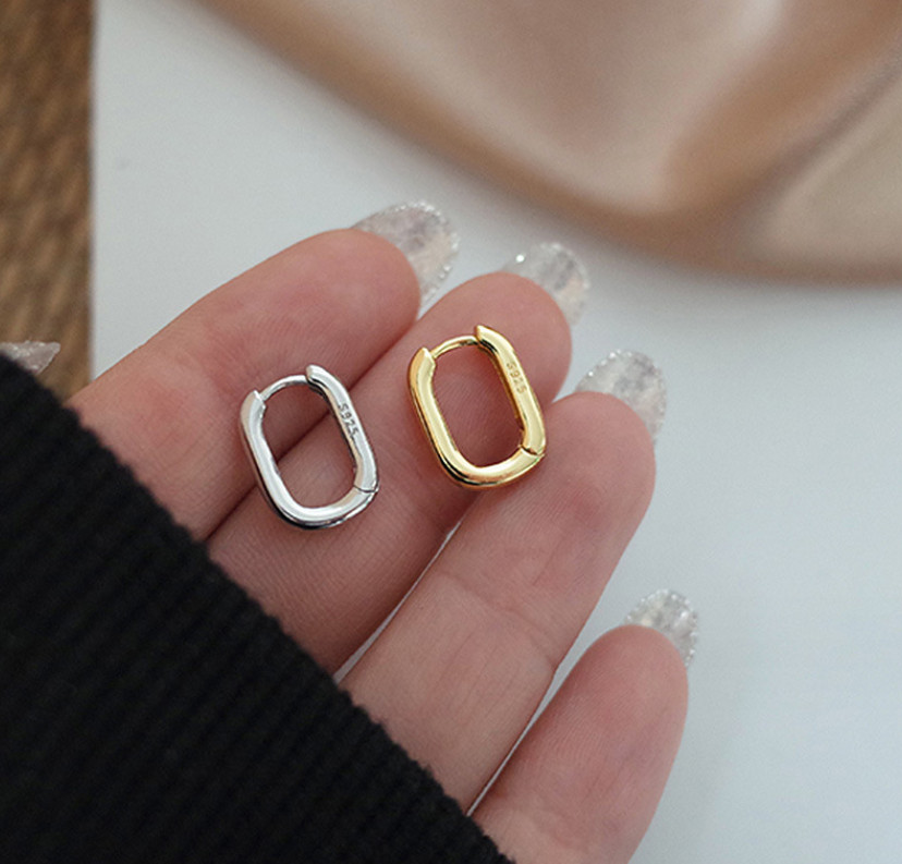 Women Girl 925 Sterling Silver Plated U-Shape Huggie Hoop Earrings A9