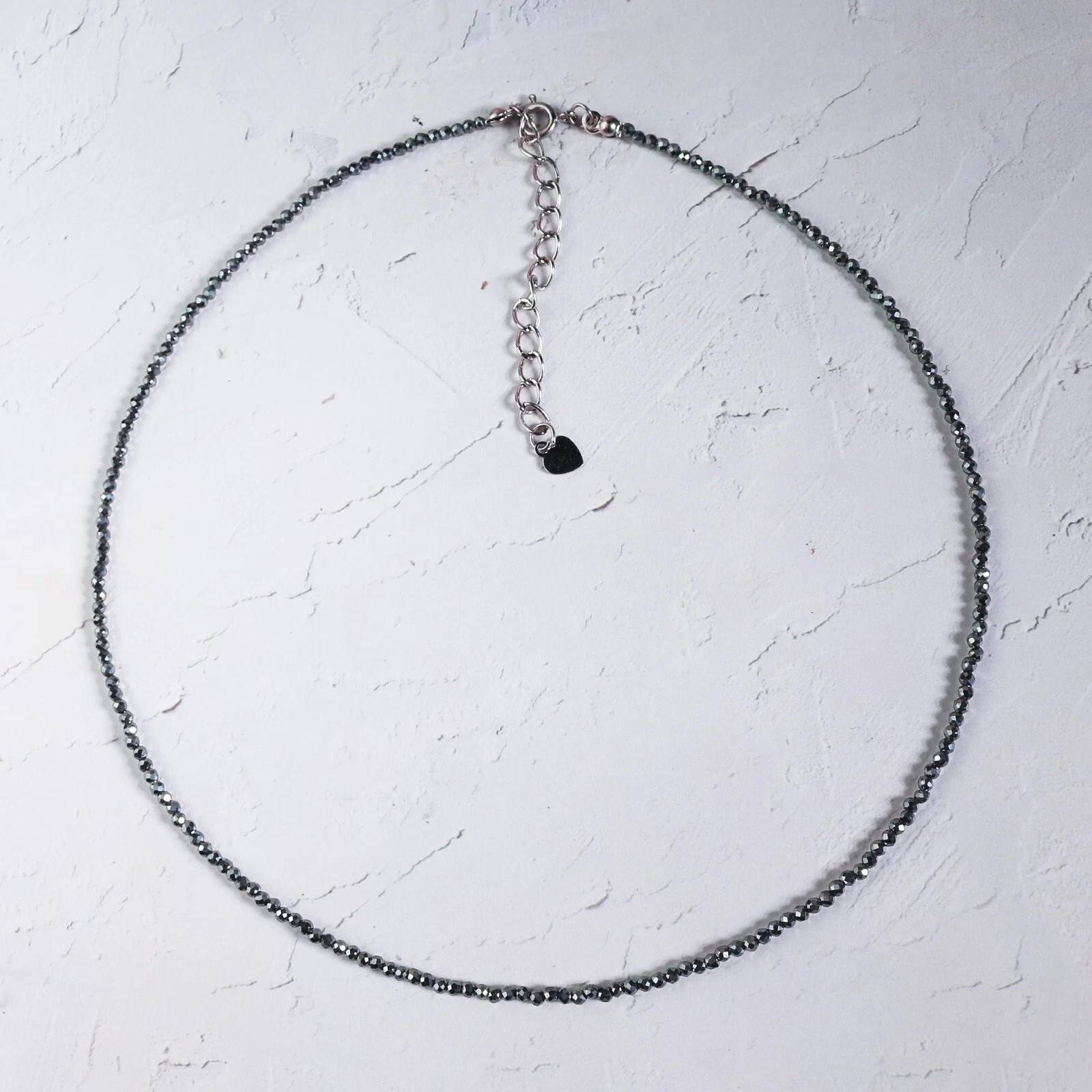 Hematite 2mm Beaded Dainty Boho Choker Women Healing Crystal Necklace Ideal Gift