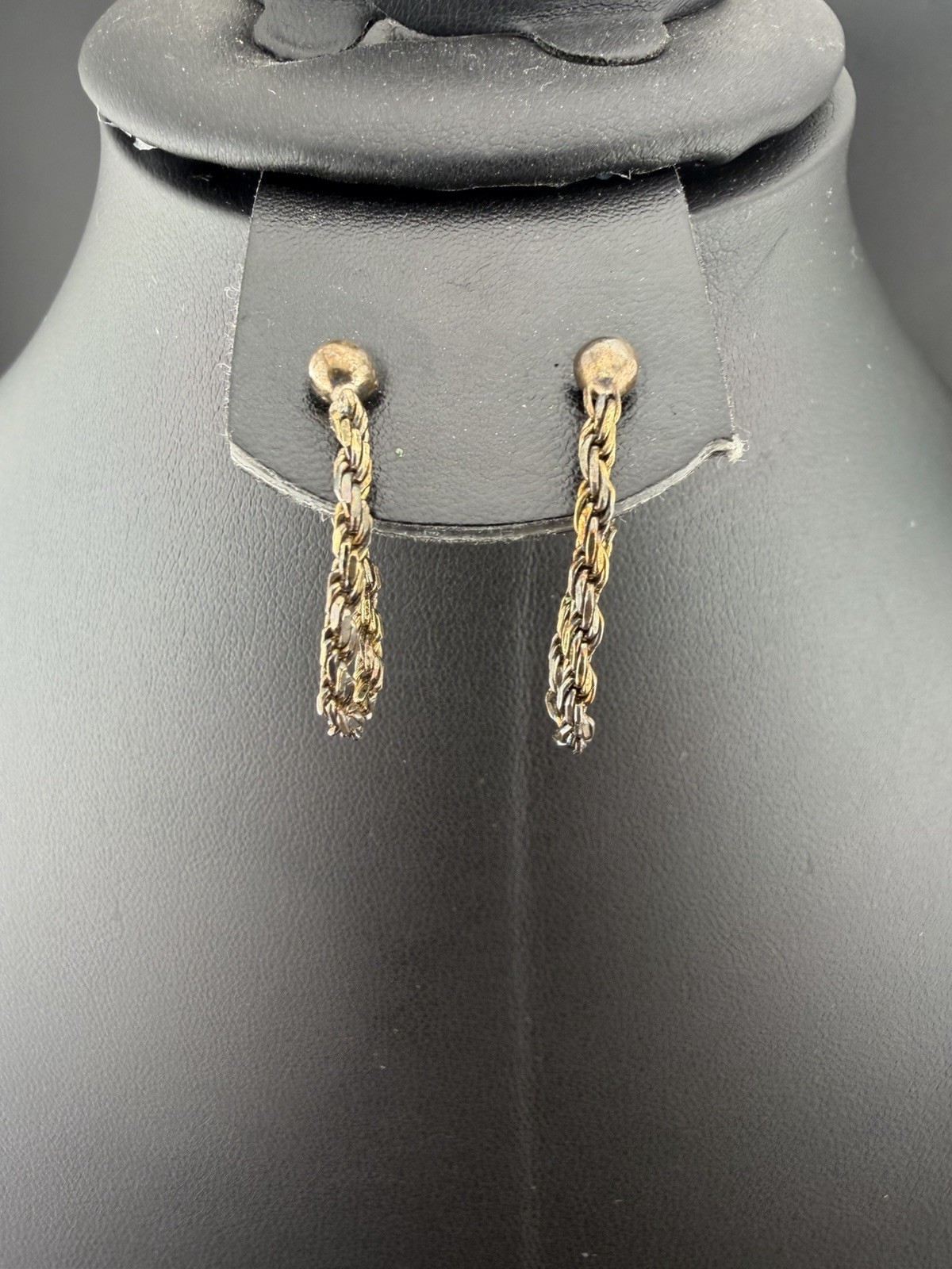 925 Italy Sterling Silver Twisted Rope Chain Hoop Earrings Dangle 2.26g