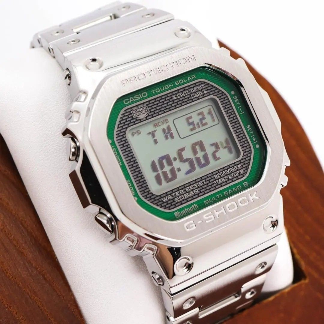 Working G SHOCK Watch Radio Solar Full Metal Square Green 3339