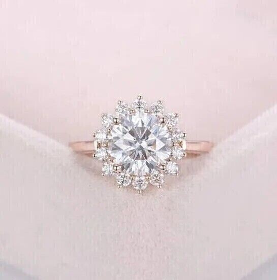 2 Ct Round Cut Simulated Diamond Women’s Engagement Ring 14K Rose Gold Plated