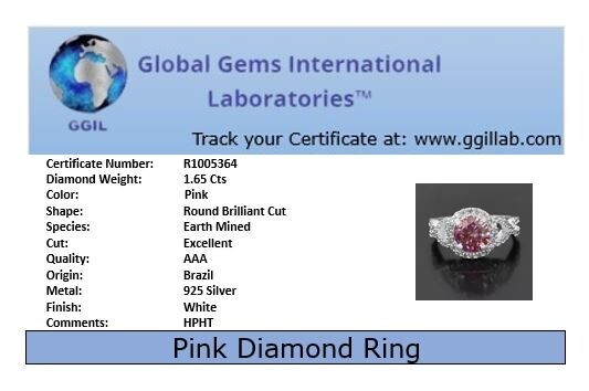 Certified 1.65Ct Pink Diamond Solitaire Ring !Tariff Free
