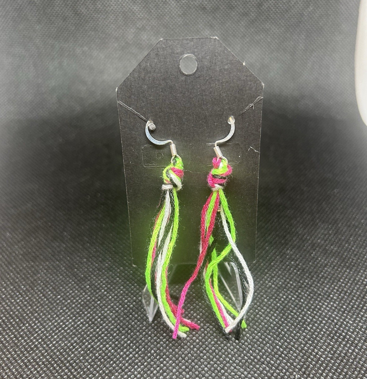 Handcrafted Multicolor Cord Dangle Drop Earrings Hook Closure No Stone