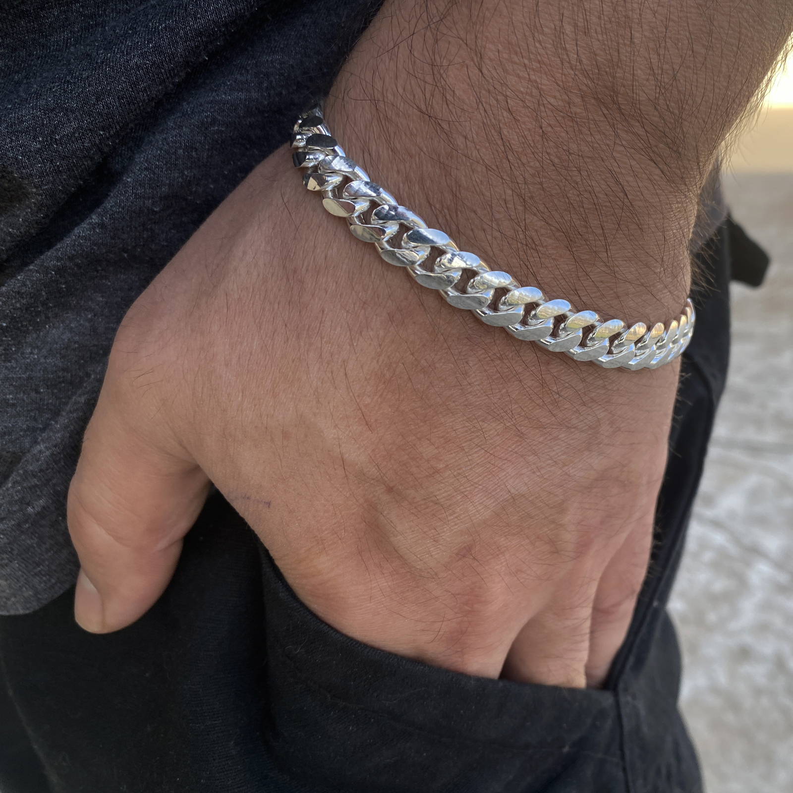 Men’s Solid 925 Sterling Silver Miami Cuban Link Bracelet Heavy 8.5″ in x 8mm