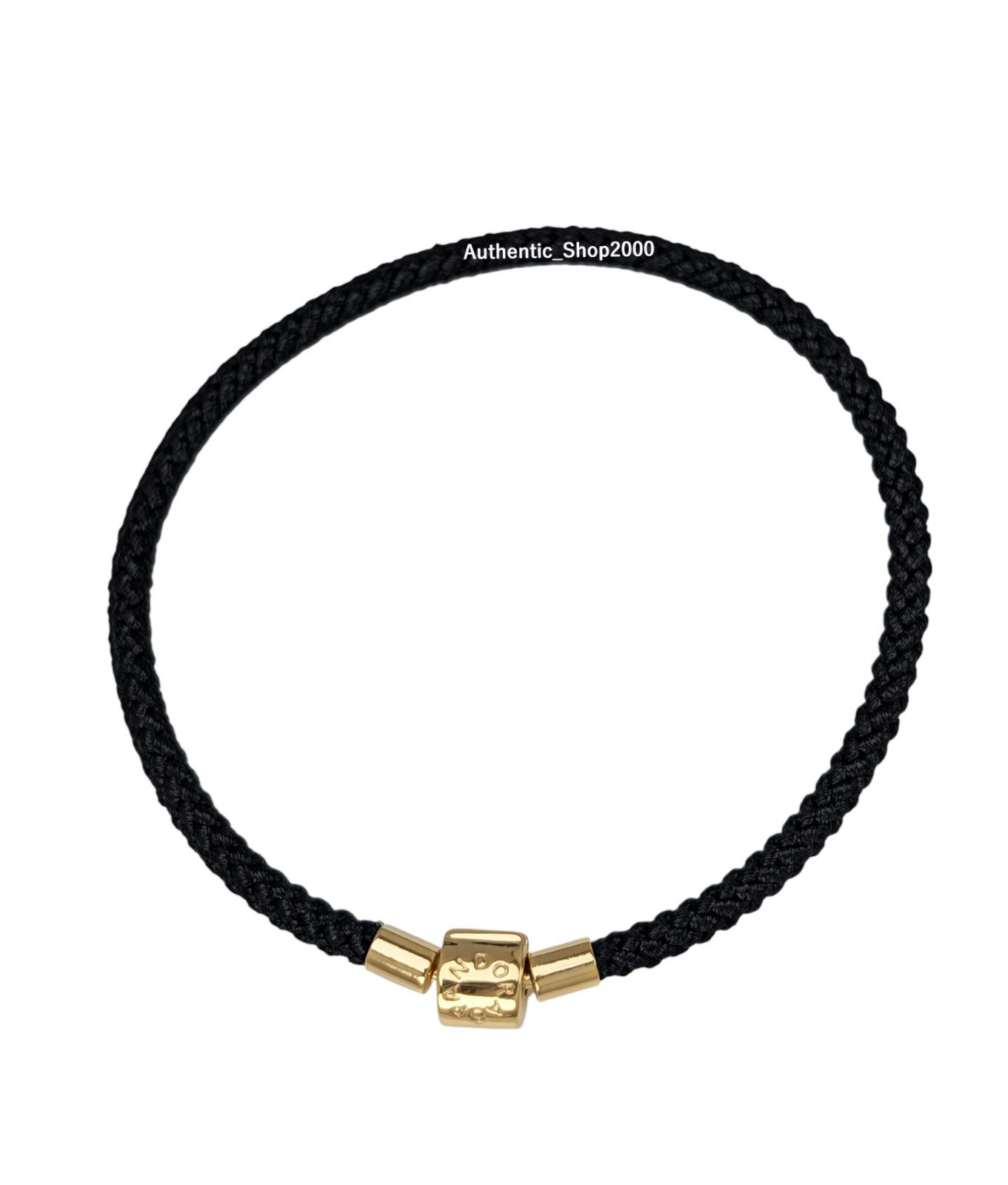 New 100% Authentic PANDORA 14k G Barrel Shimmering Black Cord Bracelet 564530C01