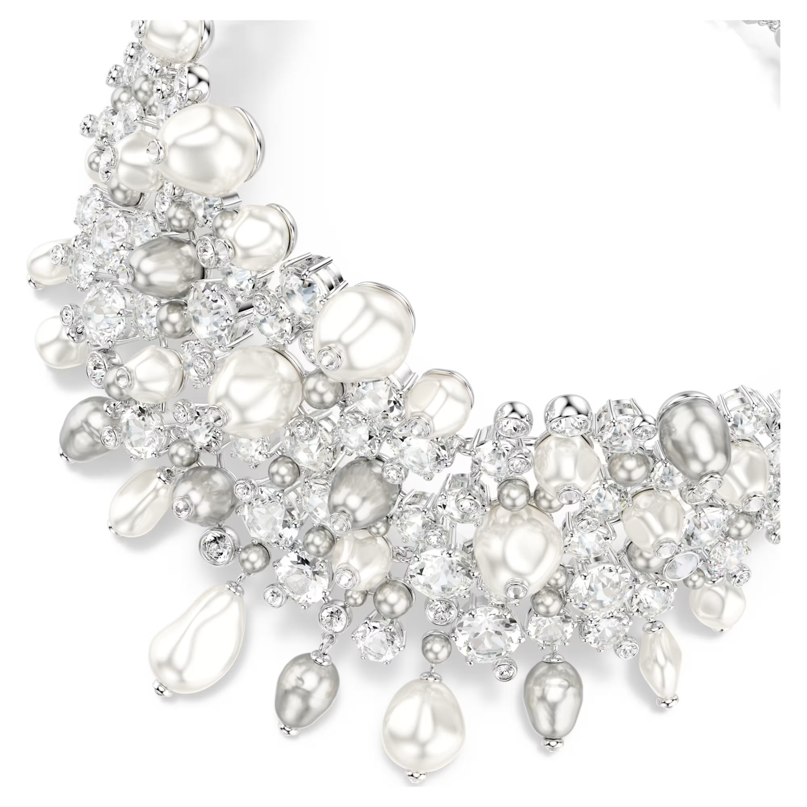 Swarovski Constella choker Crystal pearl, Round cut, White, Rhodium plated