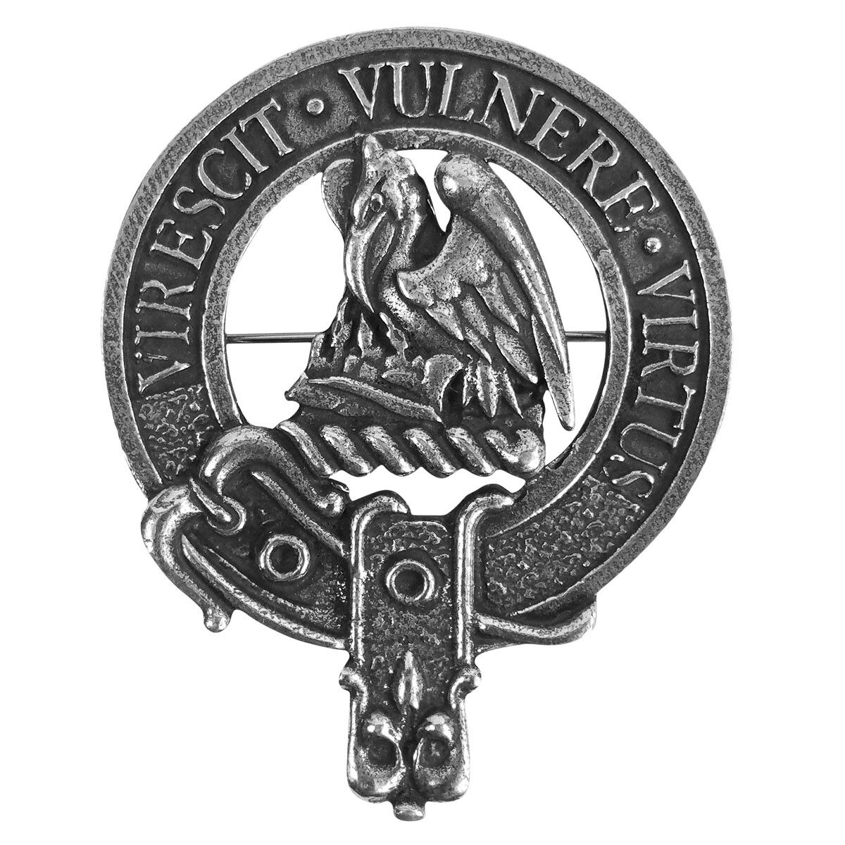 Pewter Clan Crest Cap Badge/Brooch – Made In Scotland
