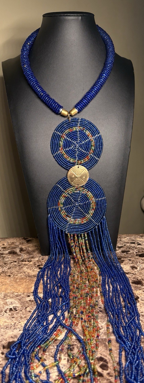 Traditional Maasai Beaded Necklace Kenya Seed Beads 14” + 17” Statement Piece