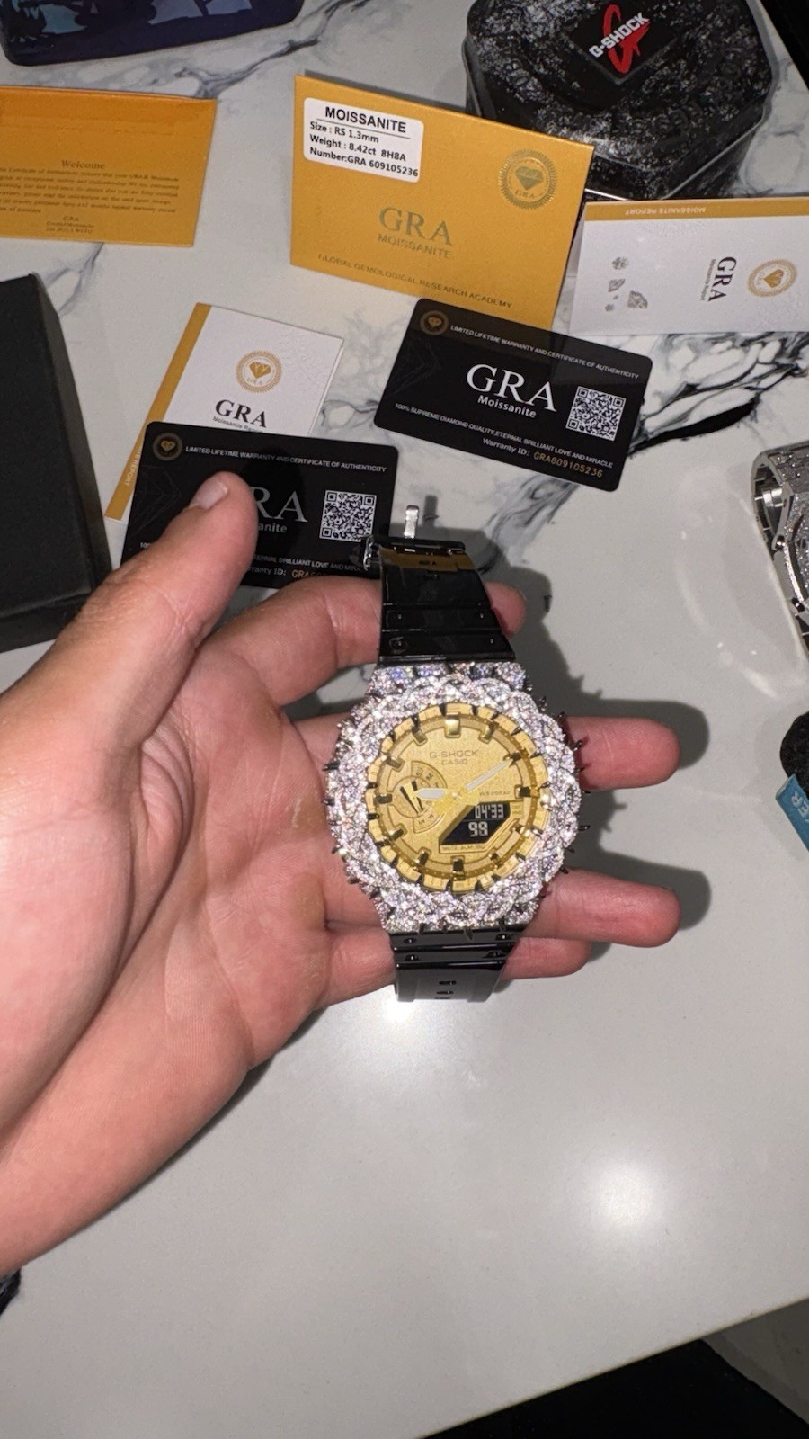 Authentic Modded Iced Out G Shock Ga2100 Moissanite Bezel