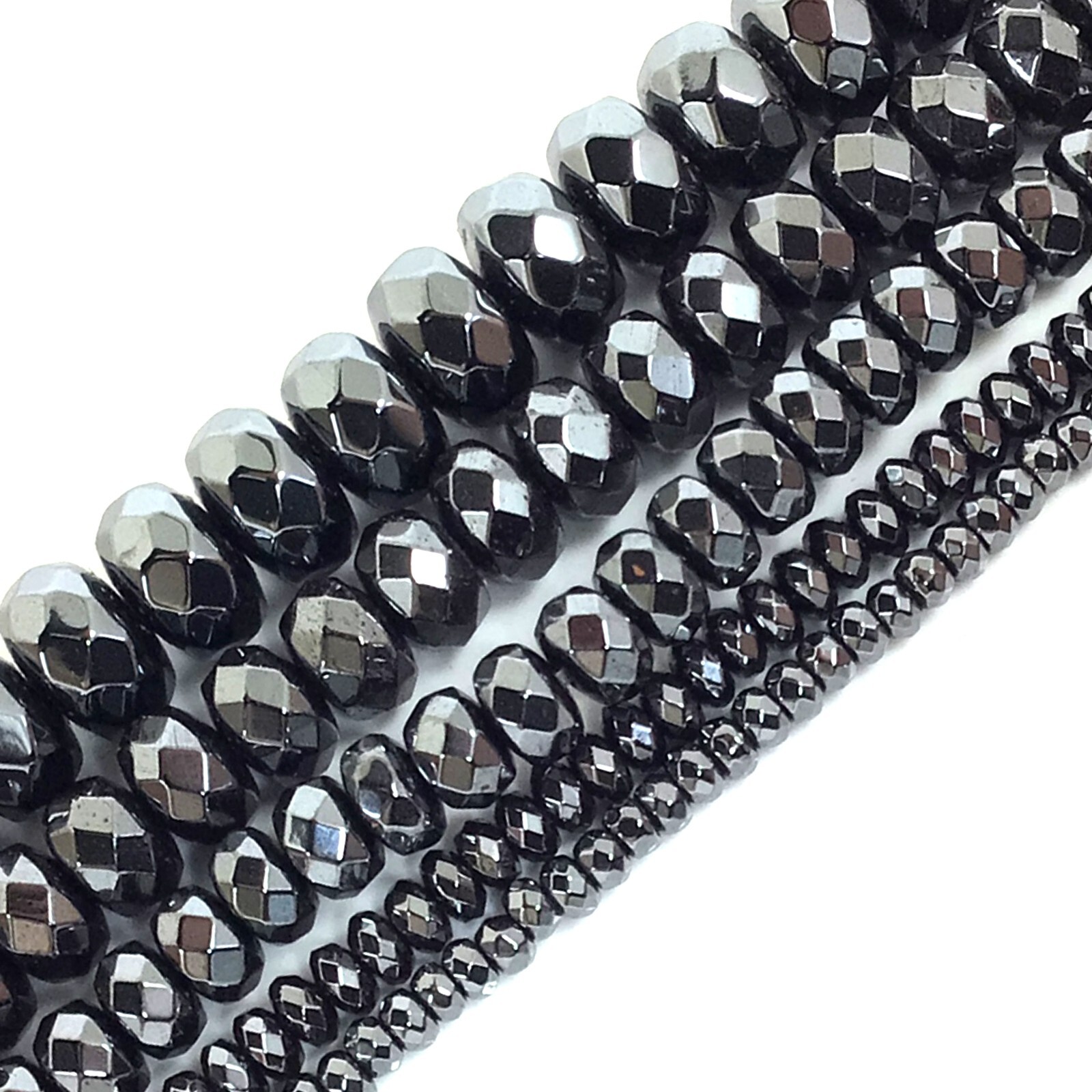Shiny Black Hematite Faceted Rondelle Spacer Loose Beads 15″ 3mm 4mm 6mm 8mm
