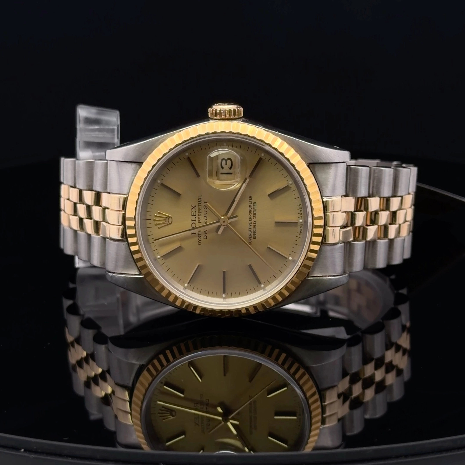 Rolex Datejust 36 Champagne Stick Dial on Jubilee 16233 with Box