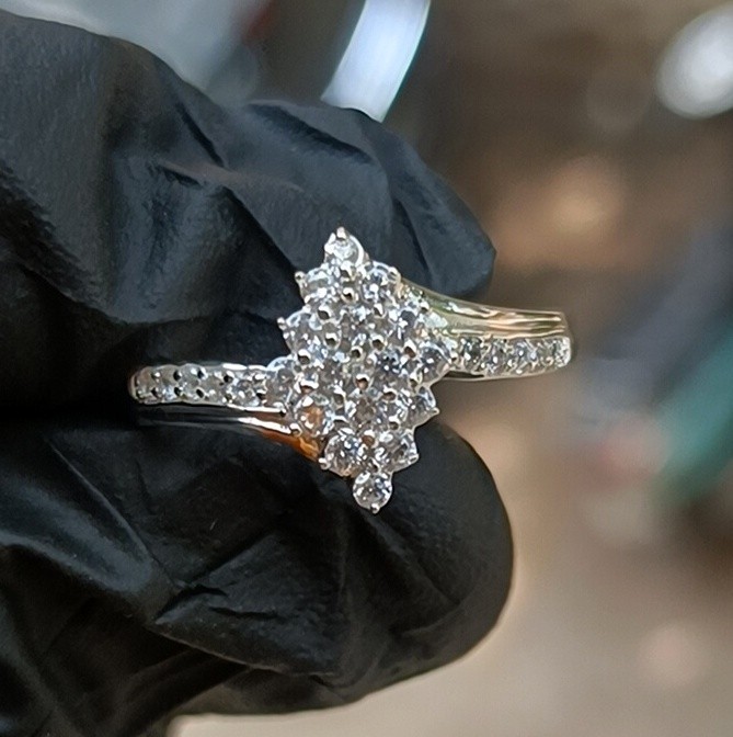 2.20Ct Round Lab Created Diamond Cluster Engagement Ring 14K White Gold Plated