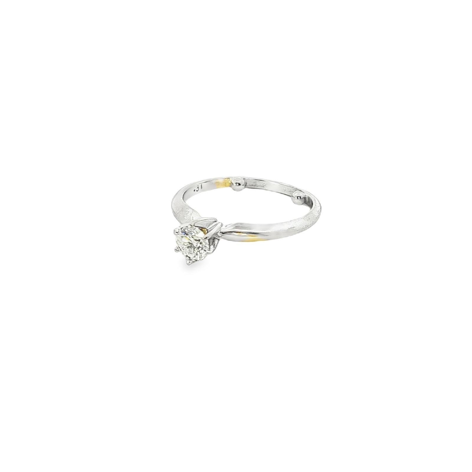 Diamond Solitaire Ring .40ct Round Cut Six Prong Two Tone Textured Band Size 5