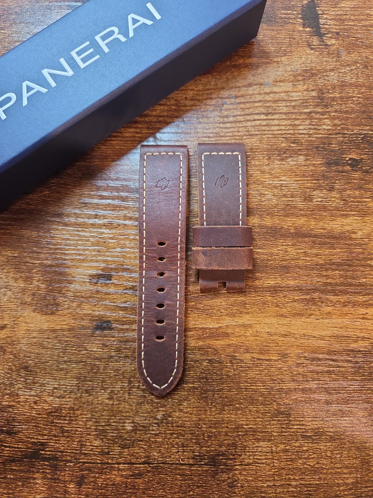 Panerai 24/22mm OEM Ponte Vecchio Brown Raw Cut Leather Strap for Tang Buckle