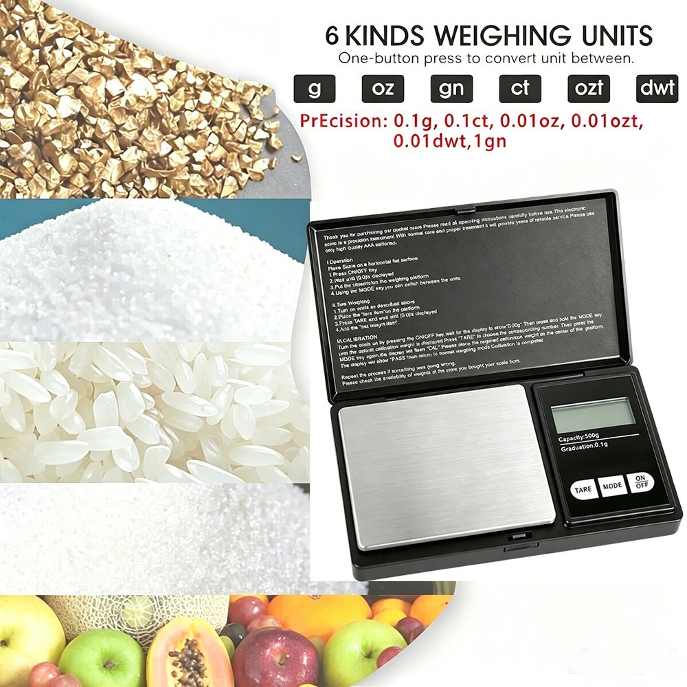 Digital Pocket Precision Scale 500g x 0.01g Gold Silver Coin Herb g/dtw/oz/gn