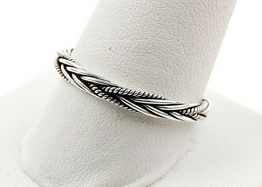 Sterling Silver Bali Textured And Smooth Weaved Band Ring 3 MM