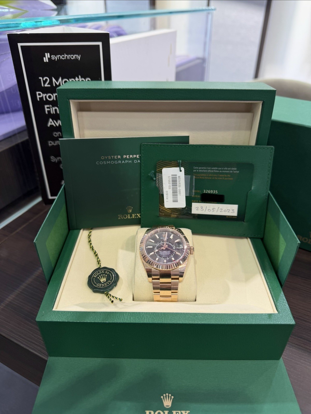 Rolex Sky-Dweller 42mm Rose Gold Rhodium Oyster Fluted 326935 2023 FULLSET!! BOX
