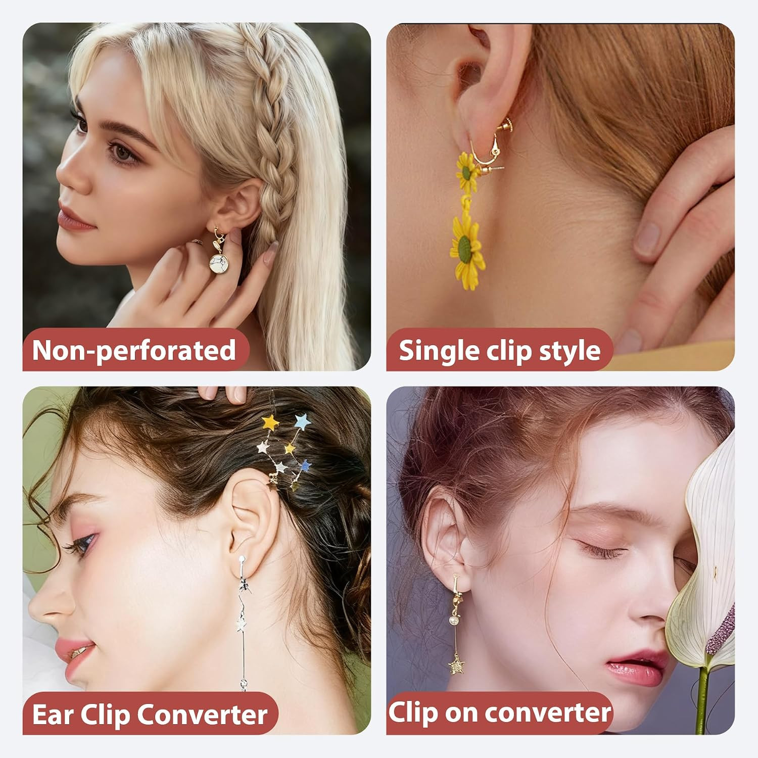24 Pcs Adjustable Clip-On Earring Converter Pierced Earrings to Clip-On Earrings