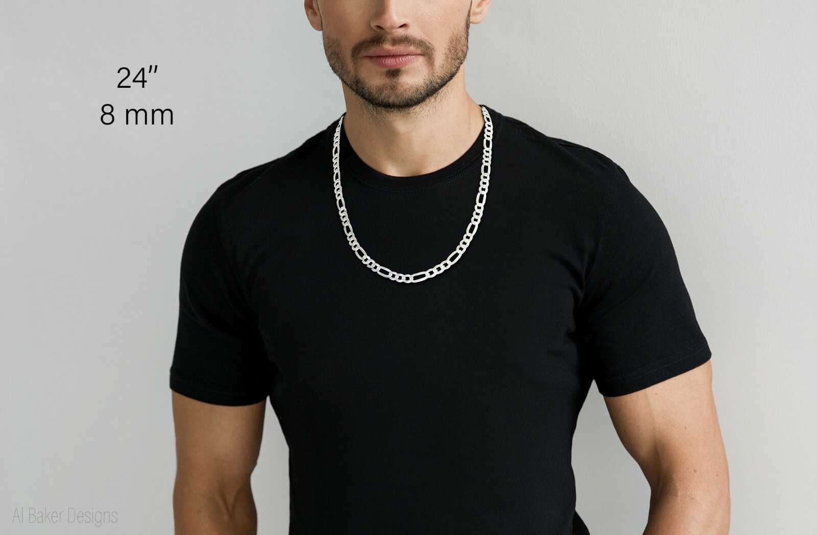 Figaro Sterling Silver Italian Solid Chain Necklace or Bracelet 925 Italy