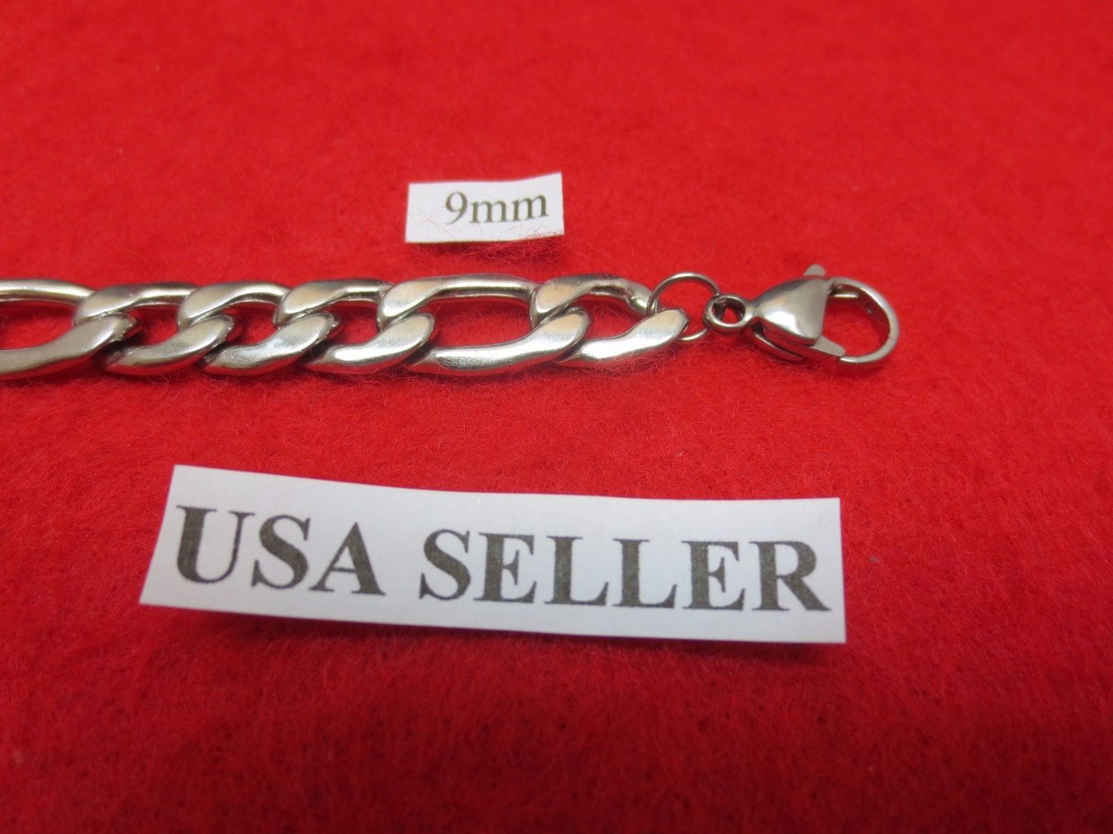 7/9 MM 7″-44″ STAINLESS STEEL SILVER DESIGNER FIGARO ROPE CHAIN NECKLACE