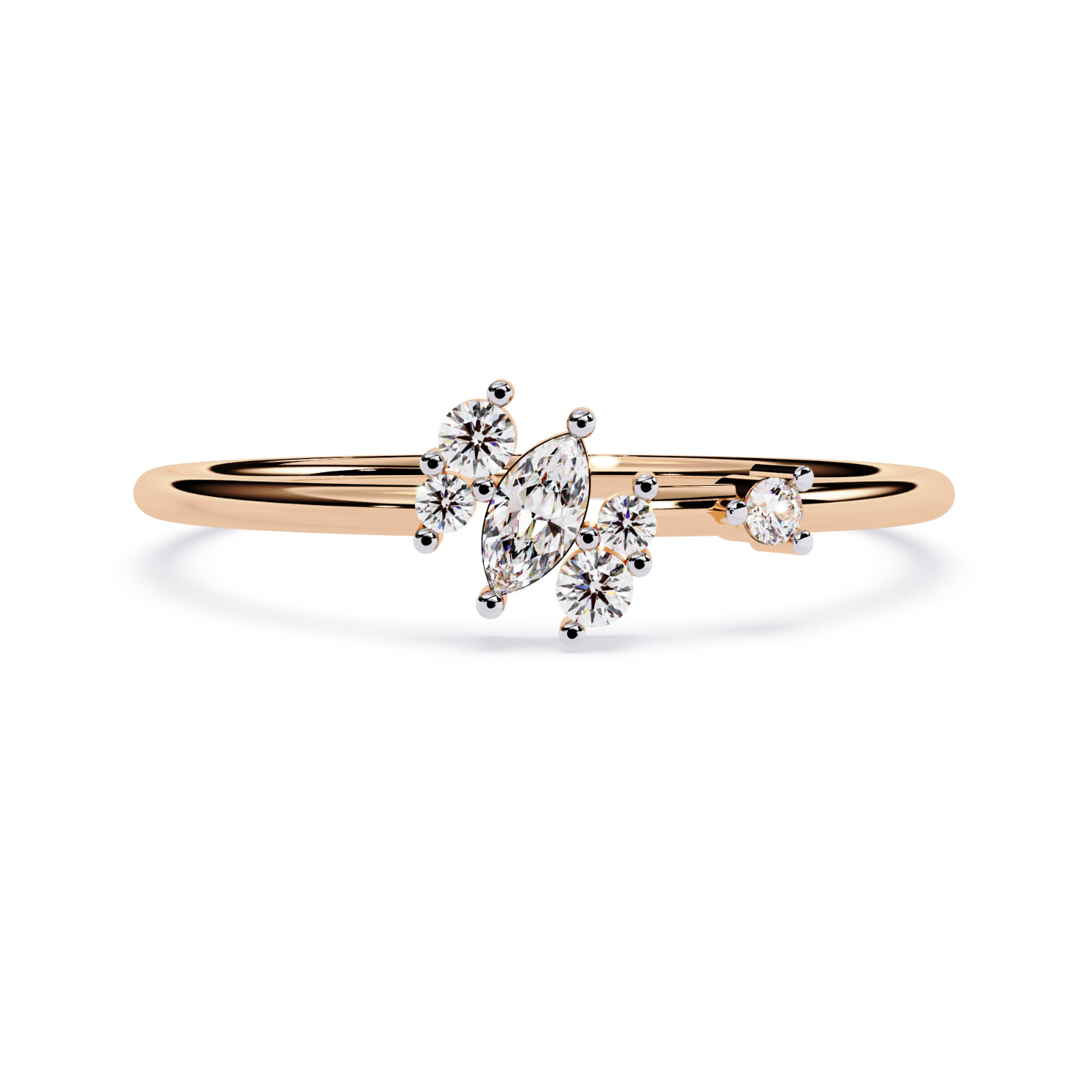 Lab Grown Marquise Diamond Engagement Ring Minimalist 14K Gold Promise Ring