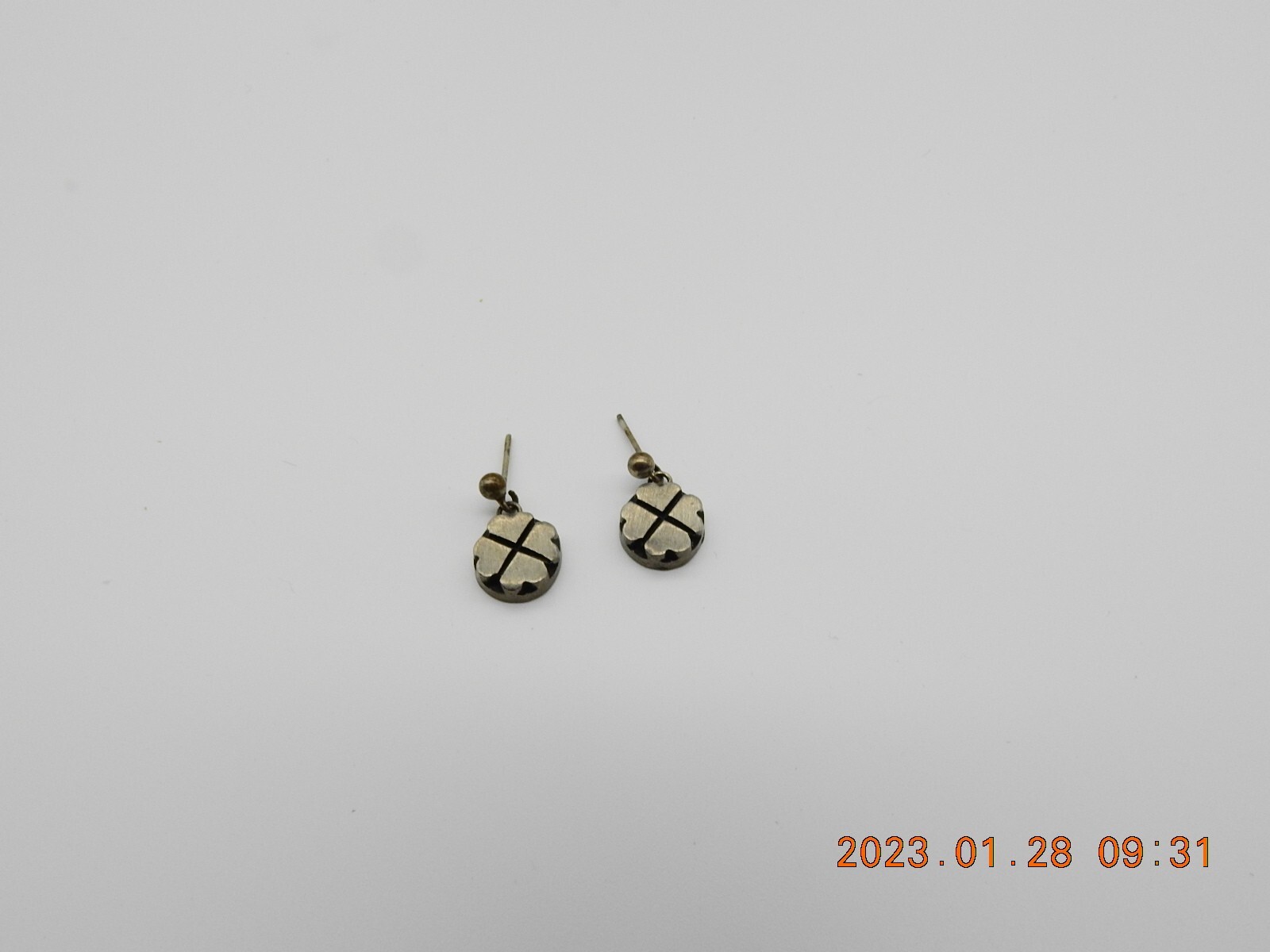 Sweden Four Heart Clover Dangle Pierced Earrings Vintage