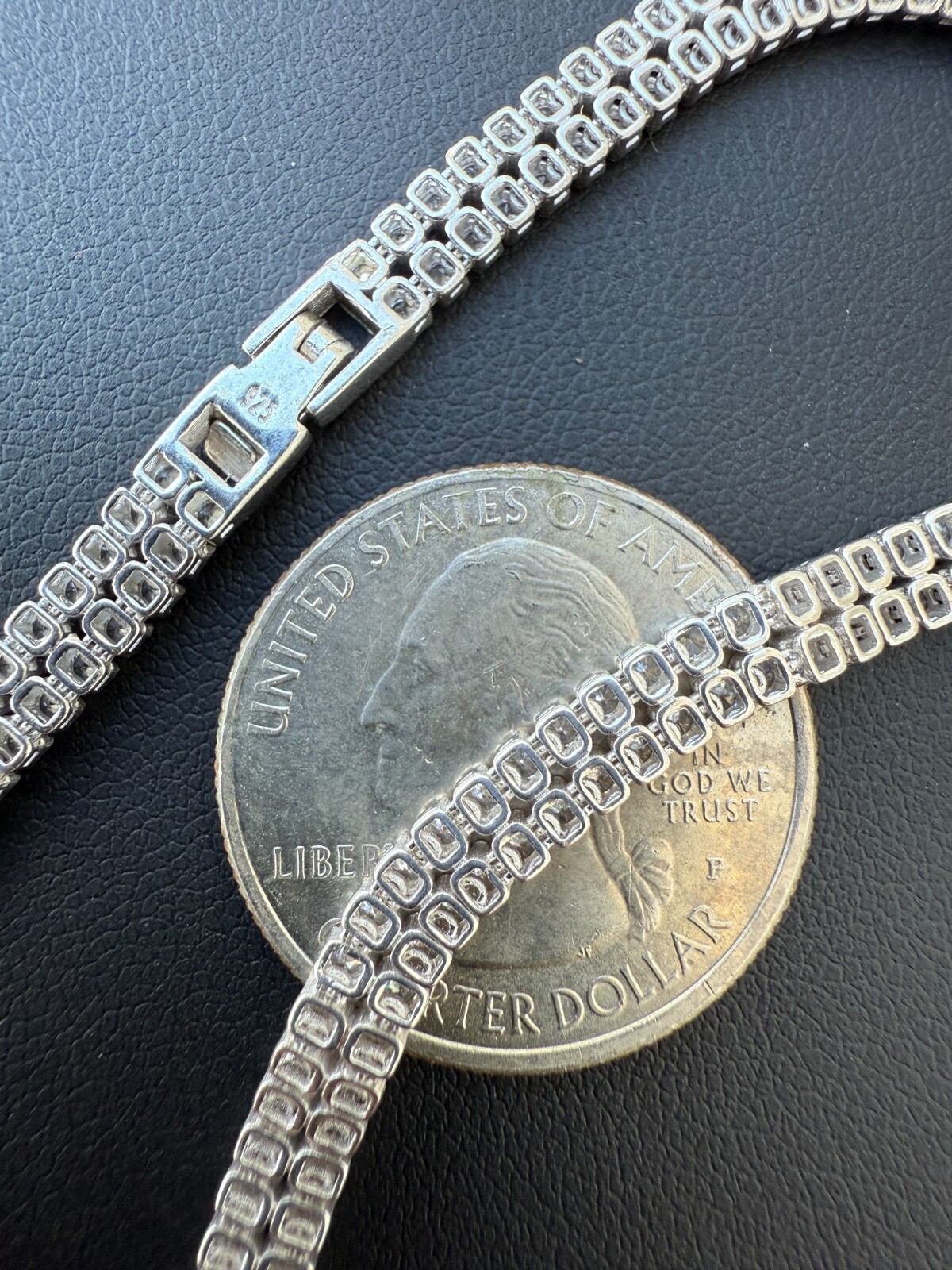 Real 925 Sterling Silver Micro Two Row 4.5mm Tennis Bracelet CZ 6-8″ Iced