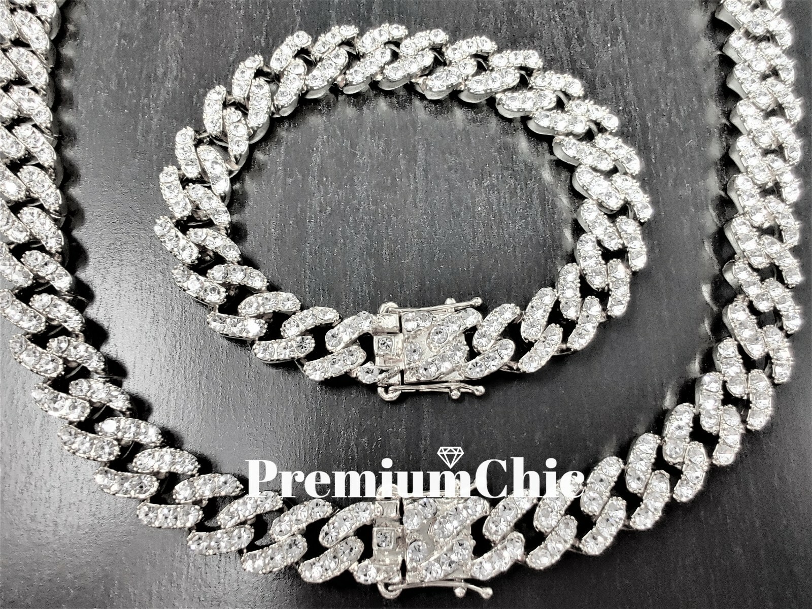 ICED Miami Cuban Designer Link Chain Mens Hip Hop Plated CZ Jewelry COMBO SET