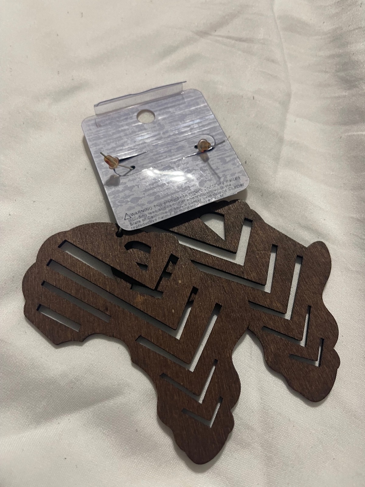 Large Afrocentric Wooden Africa Map Dangle Earrings – Brown