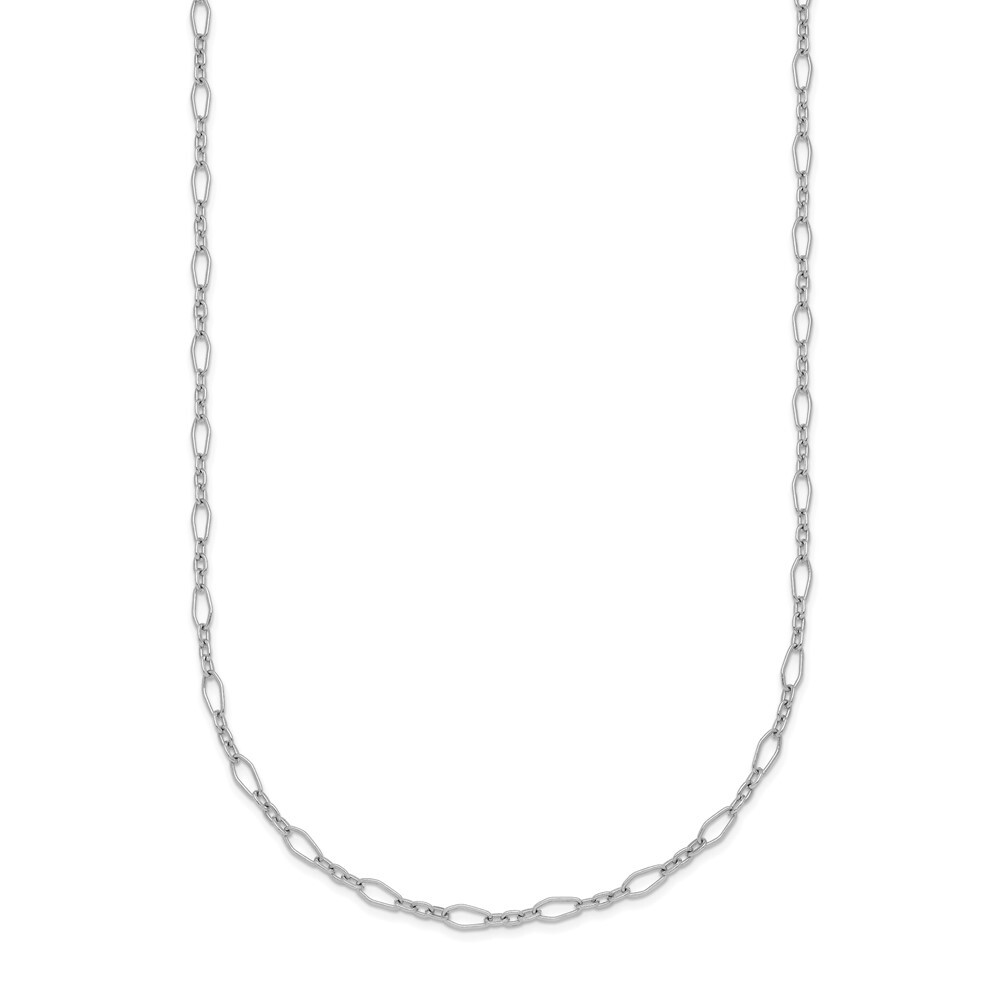 Platinum Polished & Diamond-cut 2.4mm Solid Oval Link Chain Necklace 18″- 3.59g