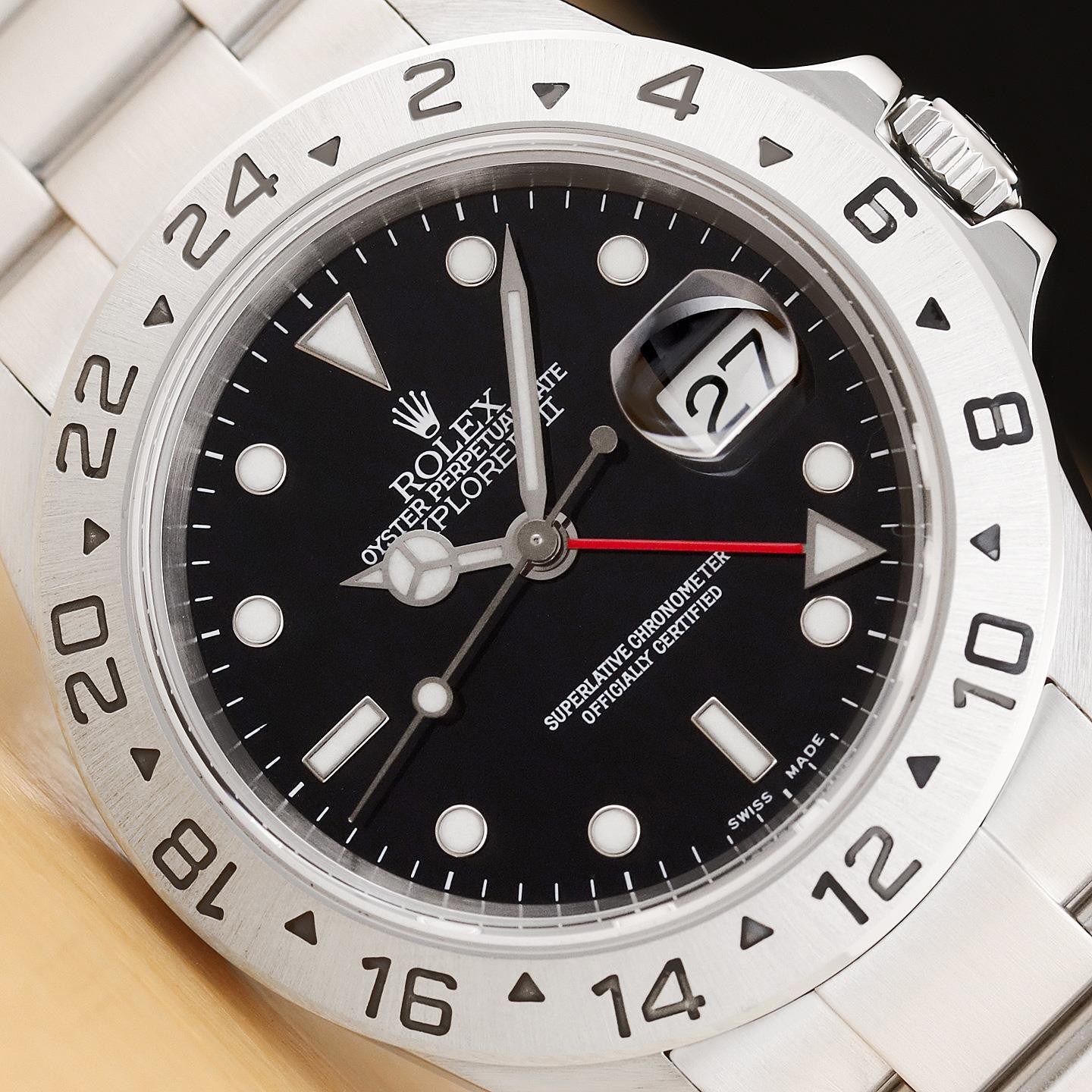 2004 PAPER ROLEX MENS EXPLORER II GMT 16570T NO HOLES BLACK 40MM STEEL WATCH